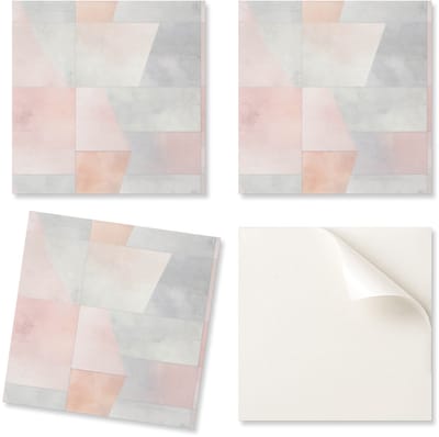 Set vinyltegels met een geometrisch keukenmotief in pastelkleuren, 20x20x20 cm
