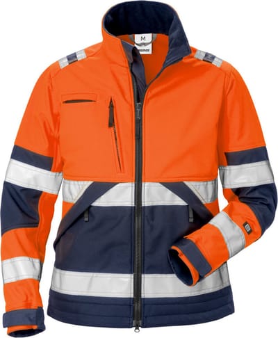Fristads Hi Vis Softshelljack Dames Klasse 2 4183 Wyh - Hi-Vis oranje/marineblauw - L
