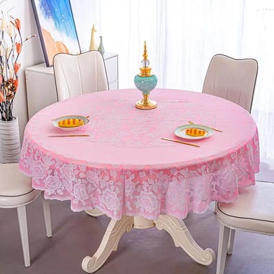 Nappe circulaire en PVC à motifs dorés, imperméable, résistante à l'huile, aux brûlures, épaisse, anti-poussière, pour la maison round 90cm 1pcs
