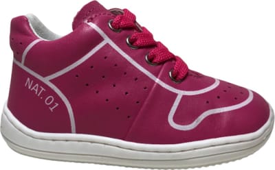 Naturino Mt 20 veter lederen sneakers Snuggly Fuchsia wit