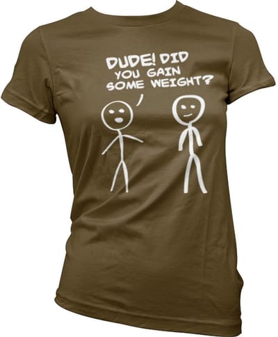 Hybris Hé! Ben je wat aangekomen? Girly T-shirt voor dames, bruin