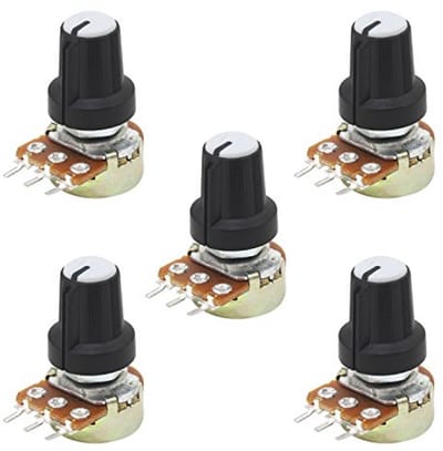 Lineaire Potentiometer 10K Ohm B10K - 5 Stuks met Dopmoeren en Sluitringen