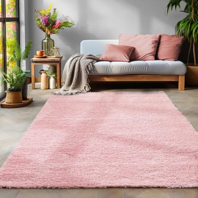 Muratap Basic shaggy vloerkleed roze hoogpolig- 240x340 cm