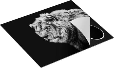 Chefcare Inductie Beschermer Leeuw - Zwart Wit - 60x50 cm - Afdekplaat Inductie - Kookplaat Beschermer - Inductie Mat