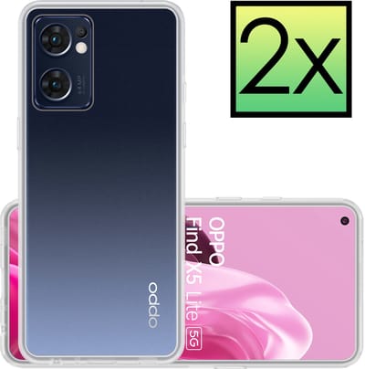 Hoesje - 2 Stuks - Geschikt voor OPPO Find X5 Lite - Sterk & Shockproof - Case Siliconen - Back Cover - Telefoon Hoes - Transparant
