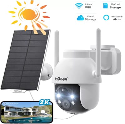 ieGeek Draadloze WiFi Buitenbewakingscamera - 3MP IP-camera - Tweewegs-audio - Geluidsalarm - AI-detectie -Nachtzicht - 360° PTZ
