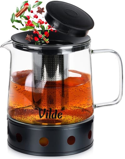 Vilde - Theepot met Zaparzacz - Borokrzemisch Glas - 1,5 l - Teelicht Verwarmer