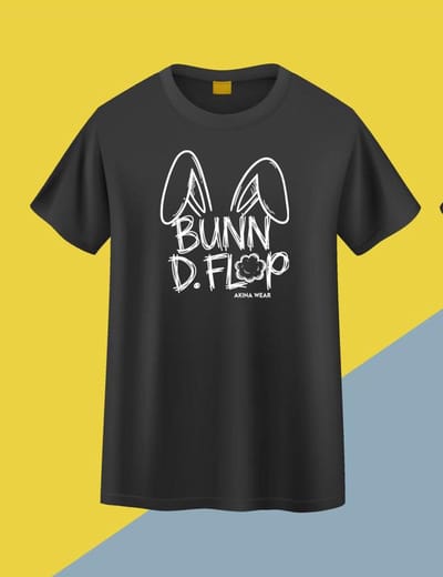 Bunn D. Flop Kawaii Konijn T-Shirt Zwart – Grappig Anime Bunny Shirt met Floppy Oren - Unisex Maat XL