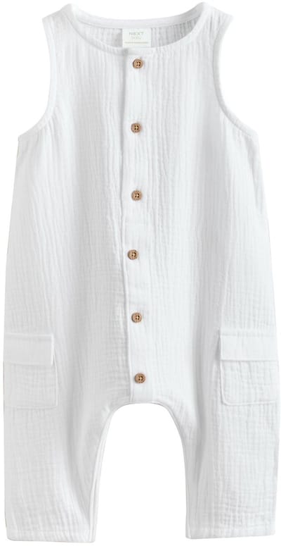 Next - Pasgeboren unisex - Geweven babyjumpsuit - Wit