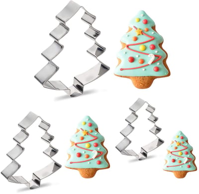 Dailygoods- Kerstkoekjessnijder 3-delig - Roestvrij Staal - Koekjes Vormen - Uitsteekvormpjes - Kerstkoekjes - Afmetingen 13/10/7,5 cm - Koekjesvorm