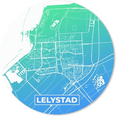Muismat rond 20x20 cm - Mousepad Stadskaart - Lelystad - Nederland - Blauw - Ronde muismatten