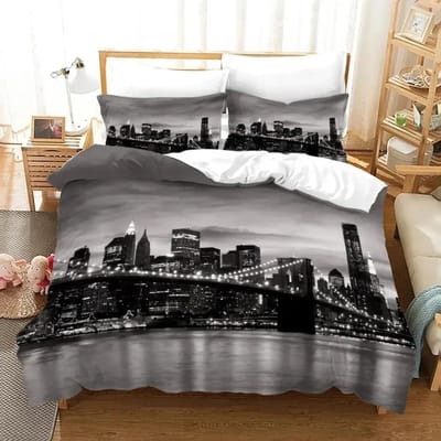 3D Print New York City Nachtzicht Beddengoed Set Dekbedovertrek Bedset Dekbedovertrek Kussensloop Dekbed King Queen Maat Jongens Volwassene 200x230cm 3pcs