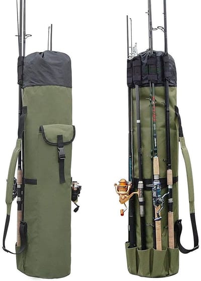 JHUBERS- Viszak Draagbaar - Opvouwbare Hengel Tas - Foudraal voor Hengels - Verstelbare Schouderriem - Waterdicht - Heavy Duty Polyester - Hengeltas
