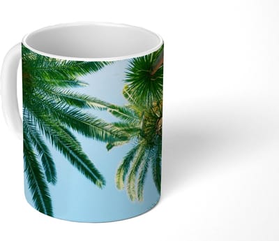Mok - Koffiemok - Palmbladeren - Lucht - Zomer - Tropisch - Mokken - 350 ML - Beker - Koffiemokken - Theemok