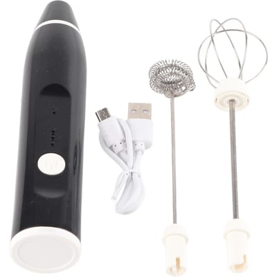 Elektrische Melkopschuimer USB Oplaadbaar Handheld Koffie Klopper Mixer Roerder Eierklopper black