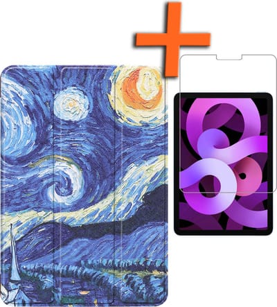 Hoesje - Geschikt voor Apple iPad Air 6 (2024) - 11 inch - 6e Generatie - M2 - Met Screenprotector - Trifold Bookcase - Hard Cover - Hardcover Book Case - Tablet Hoes - Sterrenhemel