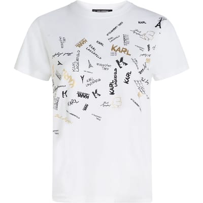 Karl Lagerfeld Paris Fonts Print T-shirt White Taglia: XS | Maglie Sportivi Outlet | Donna | Bianco