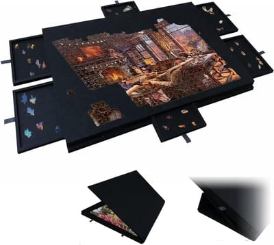 Puzzeltafel Opvouwbaar - Puzzelbord Met Laden - Ontspannen Puzzelen - Kantelbaar Standaardontwerp - 77 x 54 cm - Zwart