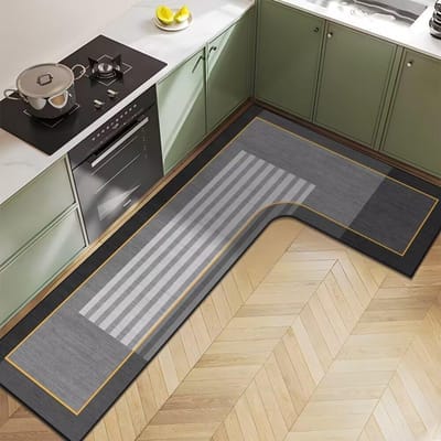 Nordic Licht Luxe Diatomeeënaarde Huishoudelijk L-vormig Keukenvloermat Waterabsorptie Antislip Sneldrogend en Onderhoudsvriendelijke Vloermat 80*120*45cm