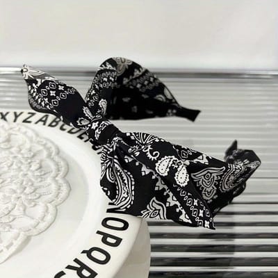Bandeaux à Imprimé Floral Boho Nœud Bandeau Large Pour Femmes Coiffure Élégante Vintage Nœud Croisé Cerceau à Cheveux Pour les Vacances