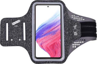 Hoesje Geschikt voor Samsung Galaxy A71 hardloop telefoonhouder – armband - sportband - van stof - Zwart