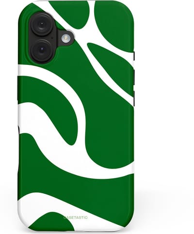 Casetastic hoesje geschikt voor Apple iPhone 16 - MagSafe - Dubbellaagse bescherming - Groene Golven - Fashion Case - Groen Wit