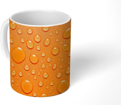 Mok - Koffiemok - Water - Druppels - Oranje - Mokken - 350 ML - Beker - Koffiemokken - Theemok