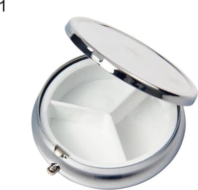 WiseGoods - Luxe Pillendoosje - Rond - Pil Houder - Tablet / Capsule Container - Metalen Opbergbakje - Doos - Reizen