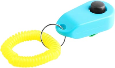 Hondentraining Clicker - Huisdier Trainer - Gedrag Trainen - Vingerring Ontwerp - 8x3x2 cm - Hemelsblauw
