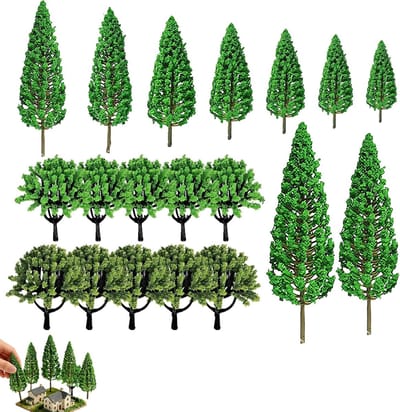Gemengde Set Miniatuur Bomen – 19 Realistische Modelbomen van 3,5–13 cm voor Diorama, Landschapsontwerp en Modelbouwdecoratie