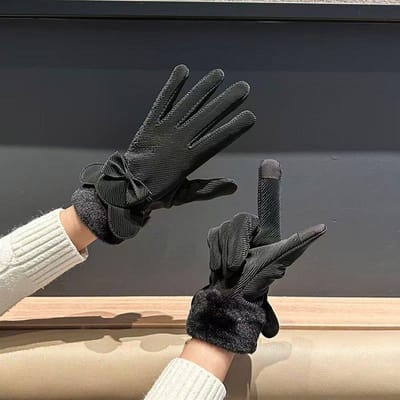 Winter Plus Fleece Handschoenen Nieuwe Stijl voor Dames Rijden en Autorijden Winddicht Koud Warm Touchscreen Schattige Koreaanse Stijl Student Fietsen average size gray