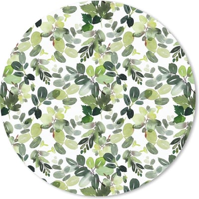 Muismat rond 20x20 cm - Mousepad Planten - Waterverf - Groen - Ronde muismatten - Kerst - Cadeau - Kerstcadeau voor mannen en voor vrouwen
