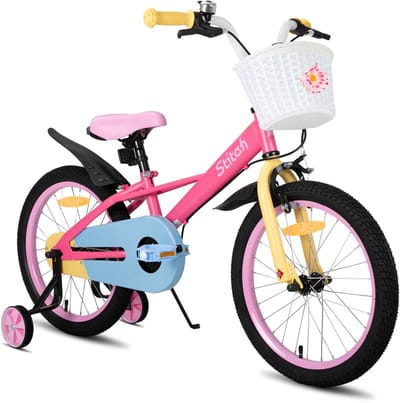 STITCH Macaron Kinderfiets - 18 Inch - Voor Meisjes & Jongens (2-9 Jaar) - Met Mandje & Zijwieltjes - Geschikt voor buitenactiviteiten in de lente