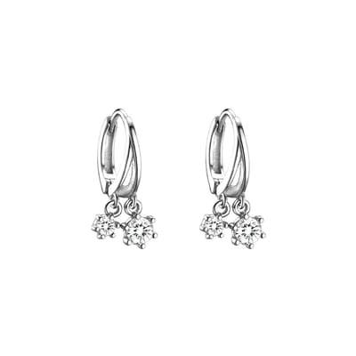 oorbellen dames | oorringen dames | zilveren dames oorbellen | 925 zilver | oorringen met Zirkonia hanger | dubbele oorring | luxe dames oorring | cadeau voor vrouw | kerstcadeau voor vrouw