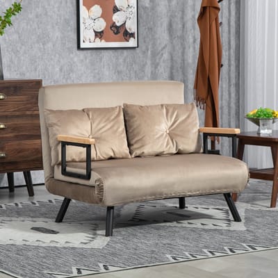 MODFU Slaapstoel Met Verstelbare Rugleuning En Slaaffunctie - Staal En Hout - Bruin - 102 x 73 x 81 cm