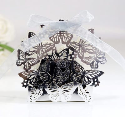 Dailygoods - zalati Vlinder kaart dozen 50 stuks snoep papier geschenkdoos voor bruiloft feest speciale dagen decoratie - spiegel zilver