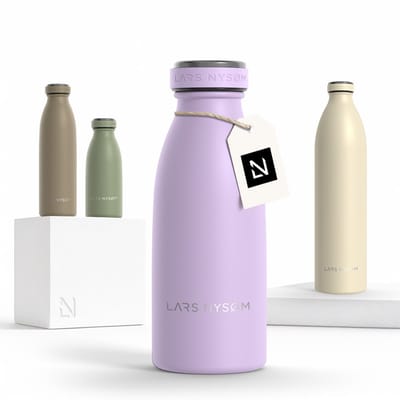 LARS NYSØM Ren Roestvrijstalen drinkfles 350ml - BPA-vrij geïsoleerde waterfles 0,35 Liter (Lavender Purple)