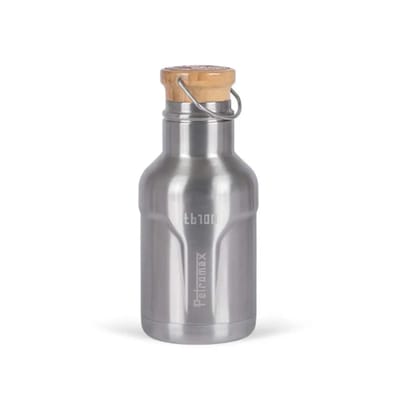 Petromax RVS Thermosfles 1 Liter – Dubbelwandige Outdoor Fles Met Bamboe Schroefdop