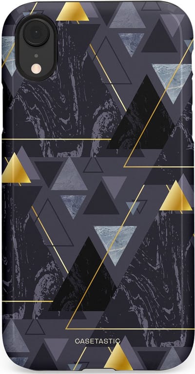 Casetastic hoesje geschikt voor Apple iPhone XR - Dubbellaagse bescherming - Zwart Goudpatroon - Fashion Case - Donkergrijs Grijs