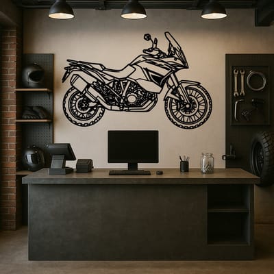 KTM 1290 Super Adventure Wanddecoratie Hout – Grote Motor Kunst voor Muur – Lasergesneden Design – Adventure Bike Decor – Origineel Cadeau voor Motorrijder – Mancave & Garage – 75 cm Breed – Handgemaakt