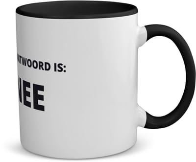 Akyol - mijn antwoord is nee koffiemok - theemok - zwart - Collega - cadeau collega - cadeau - kantoorhumor - grappige cadeau - 350 ML inhoud