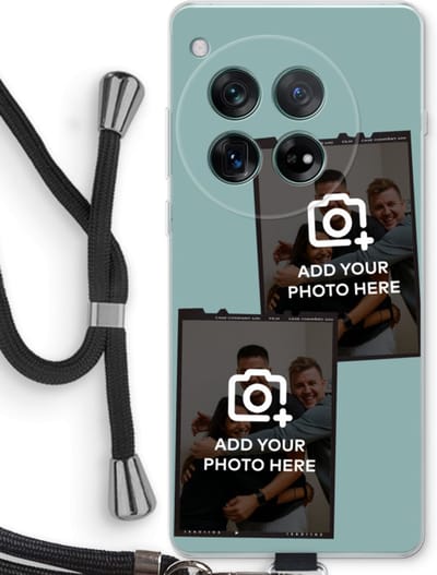 Gepersonaliseerd - Case Company® - Hoesje met koord geschikt voor OnePlus 12r hoesje met Koord - Polaroid Zwart - Telefoonhoesje met Zwart Koord - Bescherming aan alle Kanten en Over de Schermrand