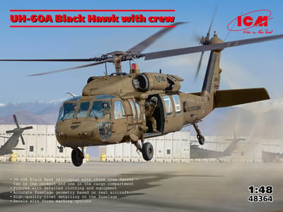 ICM Modelbouwpakket Militaire voertuigen - 48364 Sikorsky UH-60A Black Hawk met Crew - Amerikaanse Helikopter Plastic - 1:48 - Modelbouw