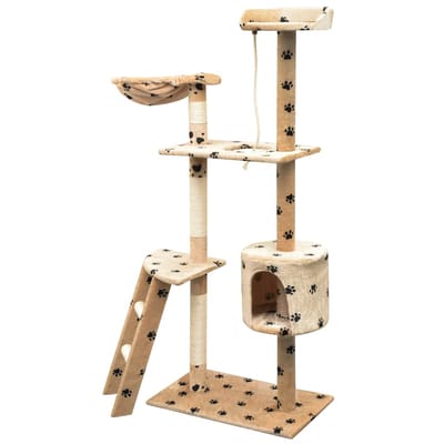 vidaXL - Kattenkrabpaal - met - sisal - krabpalen - 150 - cm - pootafdrukken - beige
