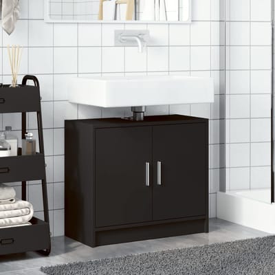vidaXL - Wastafelkast - 63x29x55 - cm - bewerkt - hout - zwart