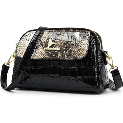 Dames tas met krokodillenpatroon en slangenpatroon Nieuwe modieuze dameshandtas Schoudertas Crossbody tas met luipaardpatroon gray