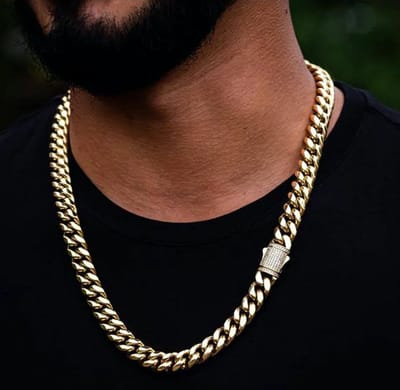 Cuban Chain 6mm - Goud kleurige Heren Ketting met Steentjes - Drip - Ice - Mannen Kettingen - Papa Cadeau Voor Mannen - Vaderdag