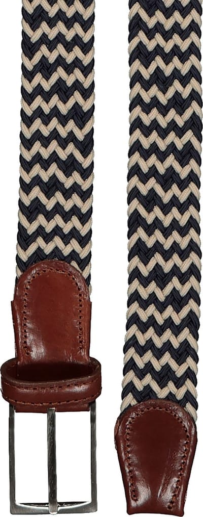 LINDENMANN elastische heren riem - blauw met beige
