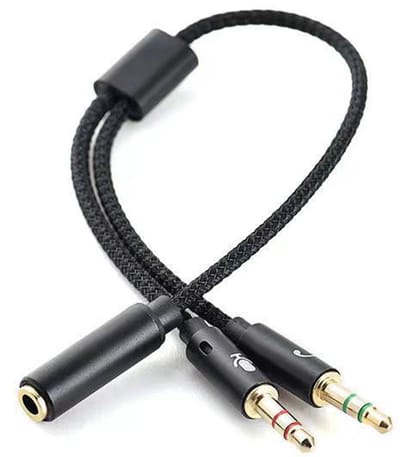 Jack Female naar 2x 3.5mm AUX Splitter – Headset Splitter – Audio & Microfoon Adapter – Zwart Gevlochten – Universeel Compatibel