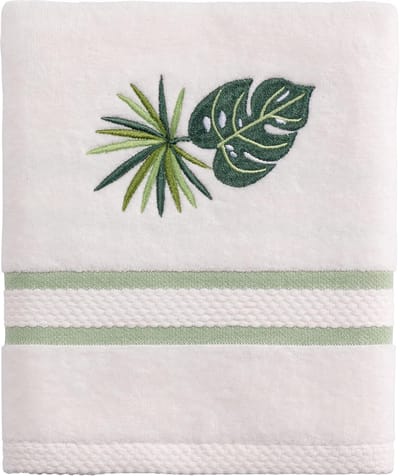 Luxe Katoenen Handdoek met Palmbladprint - Zacht & Absorberend